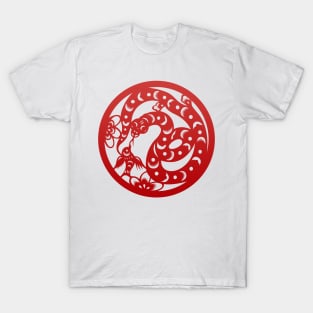 Chinese Zodiac Snake in Red T-Shirt